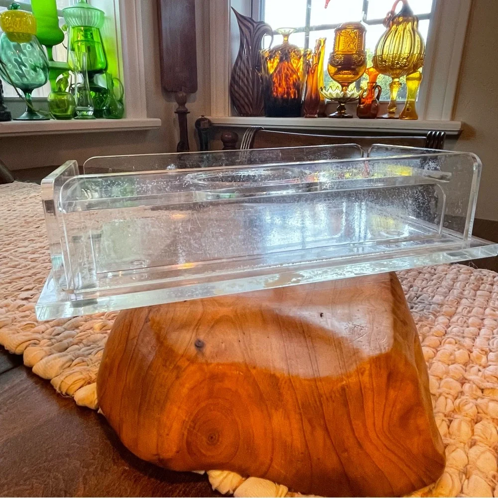 Lucite Acrylic Tissue Box Mid Century Modern Vintage
